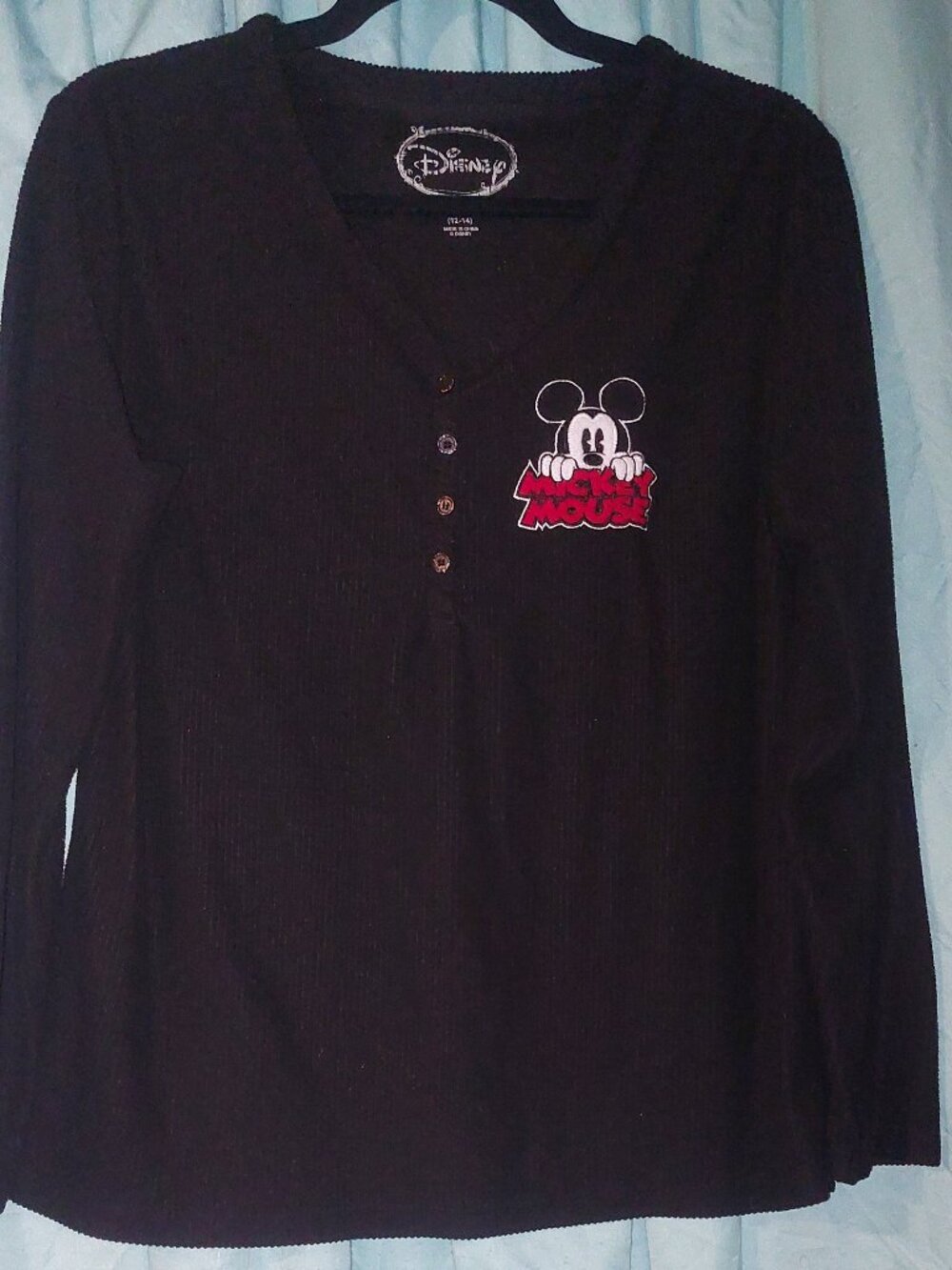 Disney Mickey Mouse Thermal Waffle-knit Henley Large